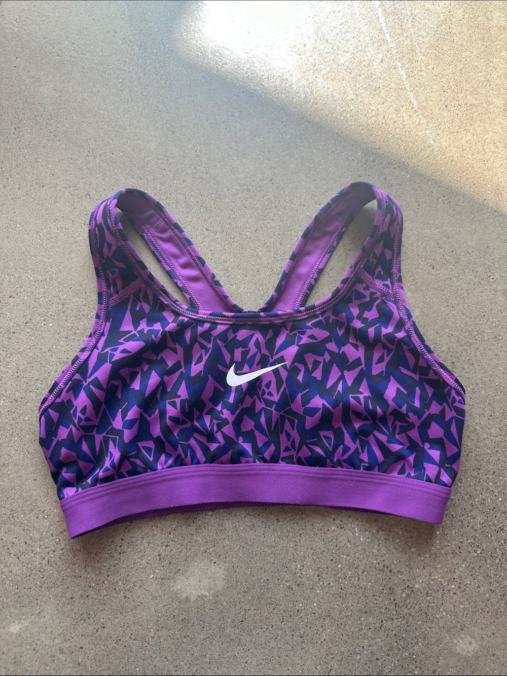 Nike Dri-fit Purple and Black Geometric Racerback Sports Bra